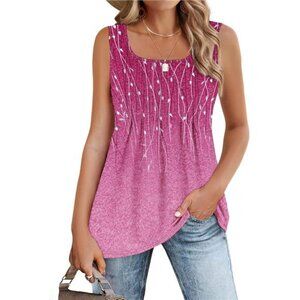 Women's Summer Tank Tops 2025 Pleated Square Neck Loose Fit Casual Flowy
